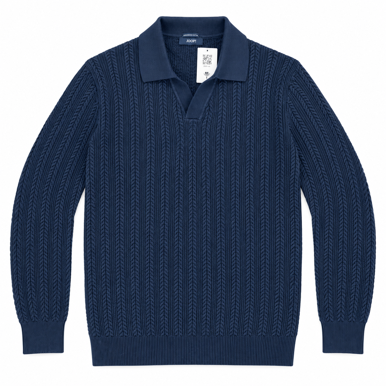 Men’s Premium Cable Knit Polo Sweater